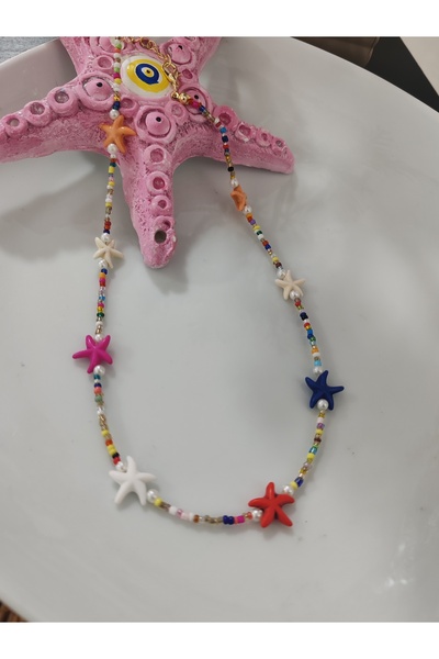 elbi bijuteri Colorful Star Bead Necklace