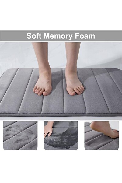 JZS Bath Mat Memory Foam 40x60cm Grey