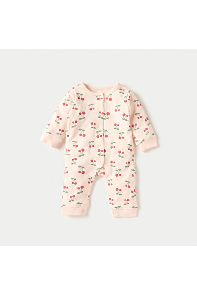 Juniors Cherry Print Sleepsuit with Receiving Blanket and Bib