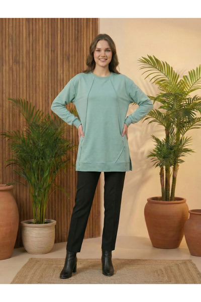 Birol Triko Women's Water Green Buttoned Tunic