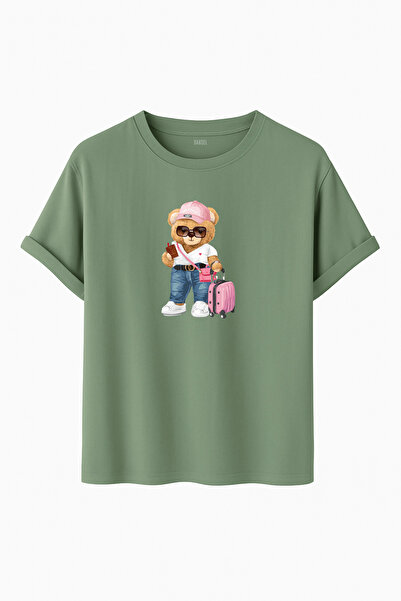 DK DAKSEL تي شيرت بنمط الدب اللطيف مع حقيبة سفر مميزة للعطلات