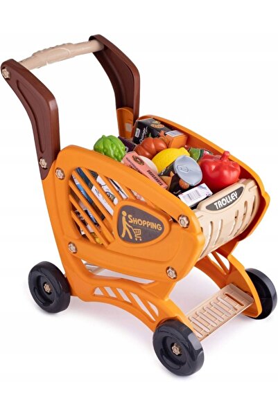 Matadi Home Shopping Brown/Orange shopping cart with 42 elements, wheels, easy to assemble