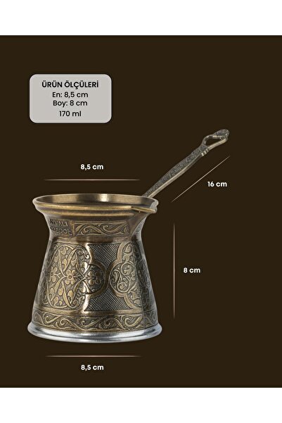 ayvalı metal Patterned Cast Coffee Pot for 4 People - Compatible with Induction Cooktops 170 ml