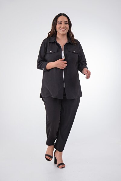 Roxxlen Cămașă cu fermoar pentru femei de mărime mare 111967