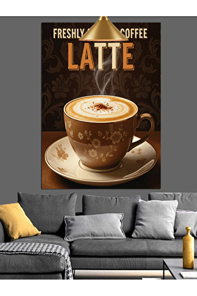 KanvasSepeti Cafea Latte Pictură în ulei de înaltă calitate texturat Pânză Ca...