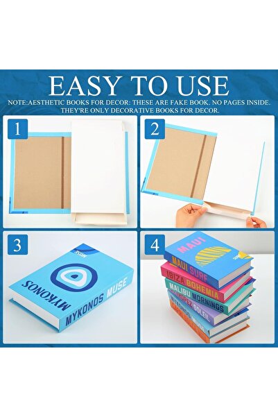 Generic Preppy Decorative Faux Books Set, Modern Fashion Coffee Table Books, 6 Pieces