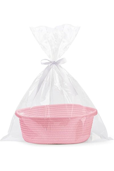 Generic مجموعة سلة هدايا صغيرة منسوجة للأطفال مع حقائب وشرائط، لون وردي (12 ×...