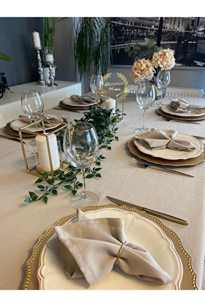 Decamor home Linen Textured Beige Napkin 6 Pieces