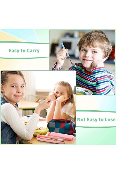 X SPRING Kids Fork & Spoon Set - 3 Stainless Steel Self-Feeding Sets with Travel Cases