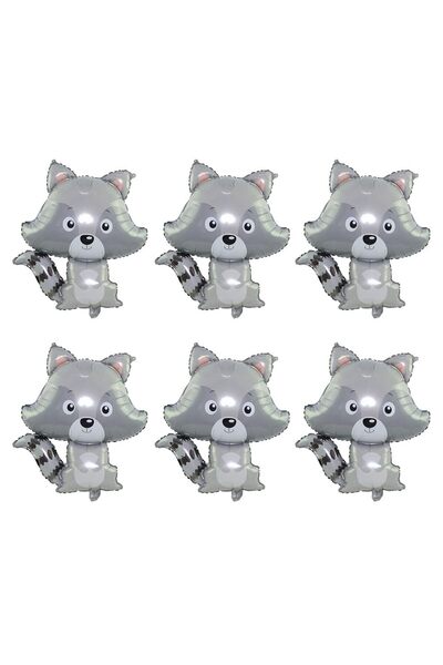 JZS Big Raccoon Balloons 6pcs Foil Helium Safari Decor
