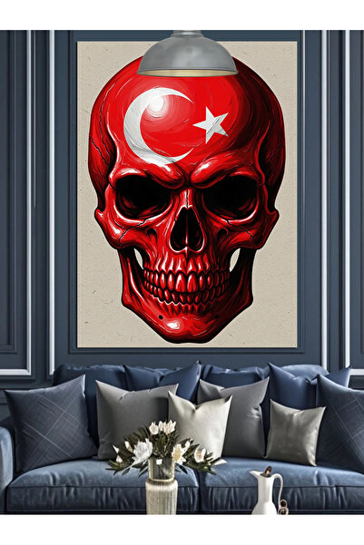 KanvasSepeti Pictură în ulei de înaltă calitate cu steagul turcesc texturat C...