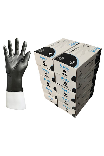 Broche PUDRASIZ SİYAH NİTRİL ELDİVEN S BEDEN 10'LU PAKET