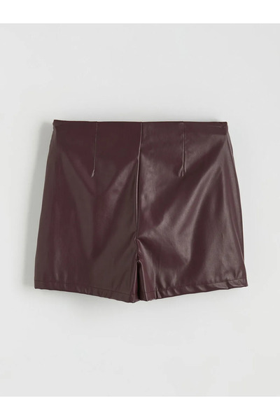 LC Waikiki Skinny Fit Women's Leather Look Shorts Skirt