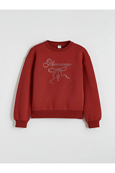 LC Waikiki Girl's Thick Sweatshirt with Crew Neck Stones