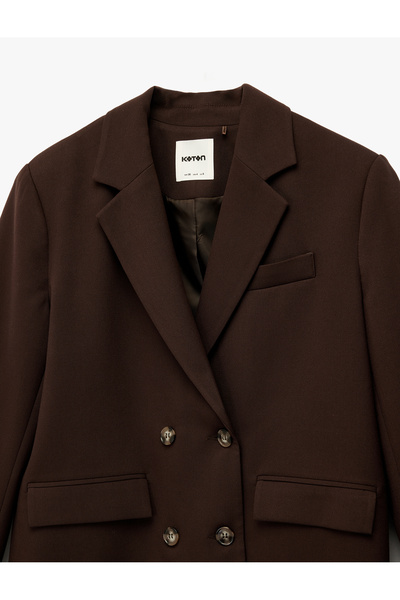 Koton Μακρυμάνικο μπουφάν με διπλό στήθος με τσέπες με κουμπιά