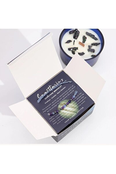 AW Gifts Crystal Candle and Gemstone Bracelet for Sagittarius