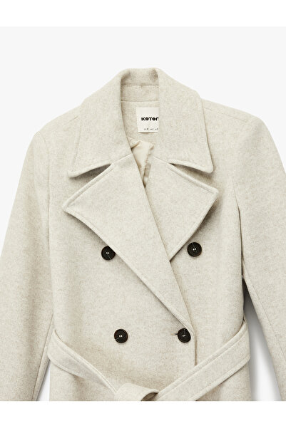 Koton Trench cu mâneci lungi cu buzunare cu două rânduri de nasturi cu centură