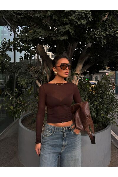 eBaa fashıon TRANSPARAN KAYIK YAKA BLUZ