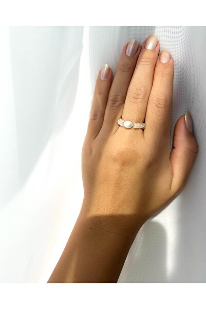 Moonlight Jewelry Elastic Ring "To the Moon and Pearls" – Moonstone and Cultured Pearl