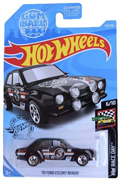 HOT WHEELS Race Day Serisi 6/10 '70 Ford Escort RS1600 102/250, Black Short Card