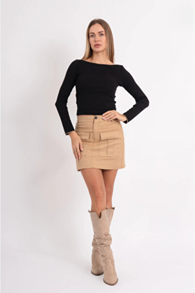 ALCİNOUS 100% Cotton Boat Neck Blouse with Stitching Detail