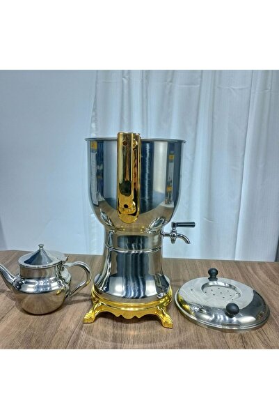 Generic Electric Samovar Tea Maker 4L 1800W Stainless Steel with Gold Accents (SC-020)