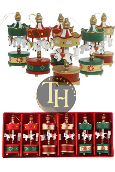 harrols Merry Christmas Wooden Carousel Horse Ornaments Mini Beautiful Wooden Christmas New Year Set of 6