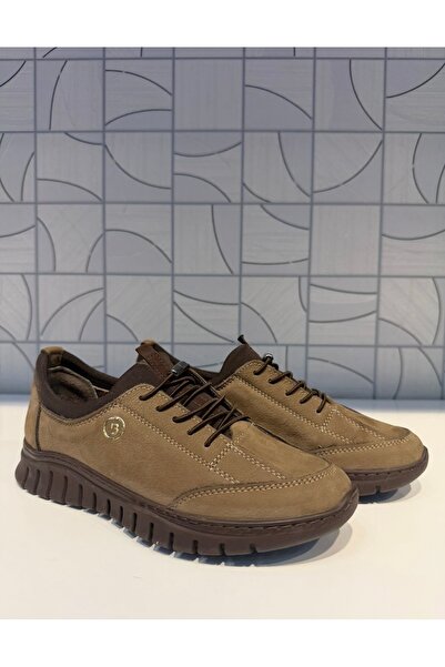 Anıl Ayakkabı B1 4320 Women's Sand Nubuck Genuine Leather Rubber Laces Non-Slip Sole Daily Sports Comfortable Shoes