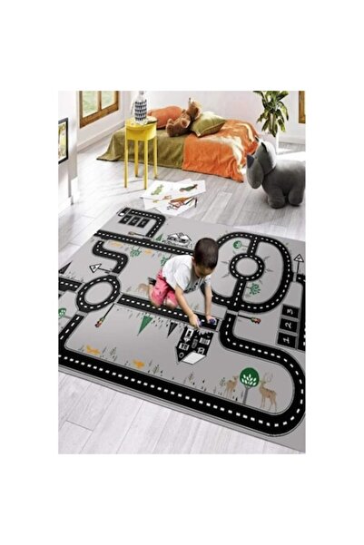 OEM Children's room non-slip play-pattern rug, gray 120x180 cm