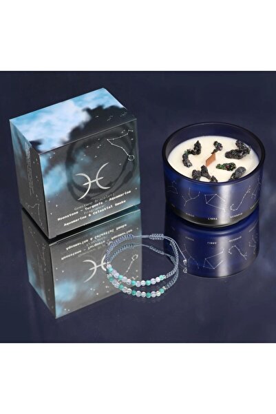 AW Gifts Crystal Candle and Gemstone Bracelet for Pisces