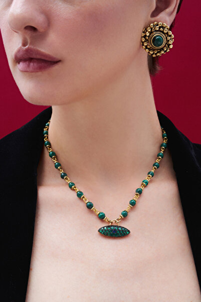 Mon Reve Moss Light Malahit Clip-On Earrings