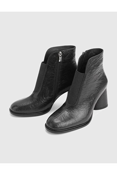İLVİ Greg Genuine Crazy Leather Black Heeled Women's Boots