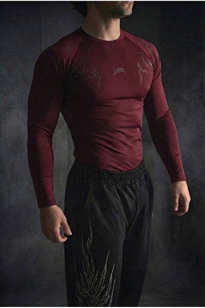 Liber SlayerFit - Μακρυμάνικο μπλουζάκι συμπίεσης (μπορντό)