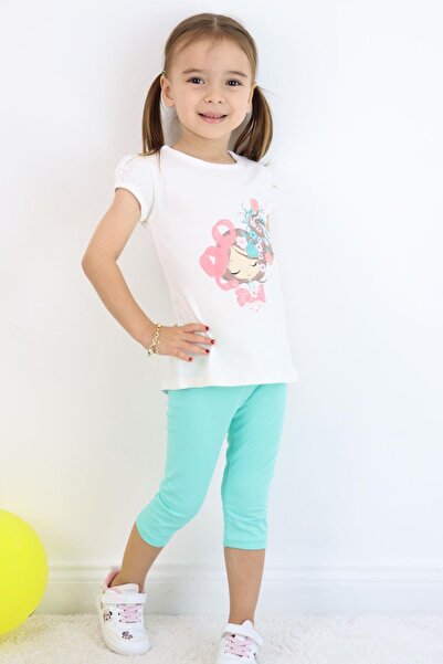 Breeze Girl's Capri Tights Set Floral Girl Printed 1.5-5 Years Old, Ecru