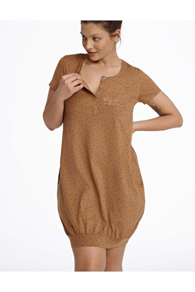 ESOTIQ Women's Sleep Dress Night Shirt Nightgown Classic 100% Cotton Subtle Pattern | Morning