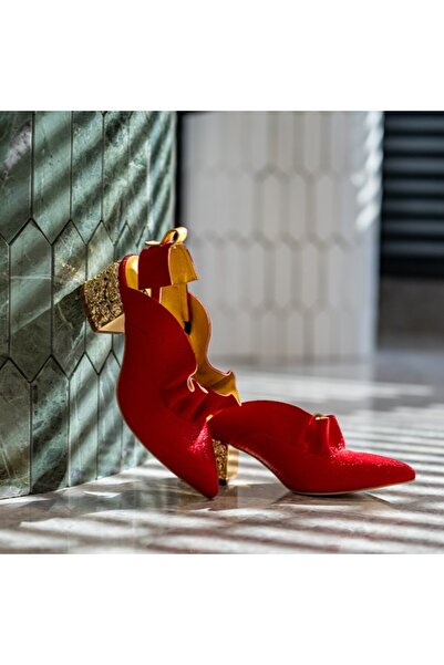 OEM Women's Shoes with Thick Heels Divine Red - 36