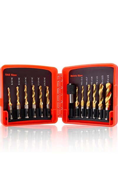 FIRAT HIRDAVAT 13 Parça Titanyum Kombine Kılavuz Ucu Seti Diş Açma Delme için...