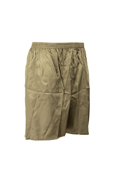 Oppland Men's Satin Fabric Shorts Solid Color Elastic Waistband No Pockets Relaxed Fit Lightweight Fabric