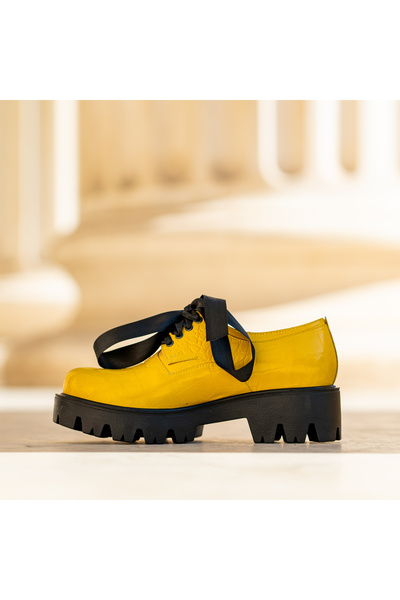 OEM Women's Lace-Up Shoes Renate Yellow Print - 37