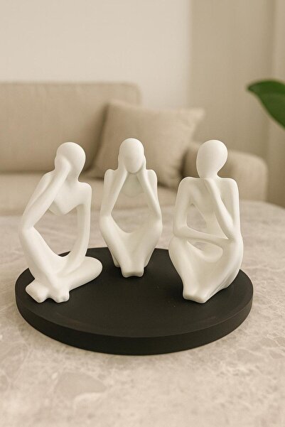 EYCİDECOR Bohem Tarzı Modern Dekoratif Biblo 3’lü Set Ve Tepsi – Ev & Ofis Ak...