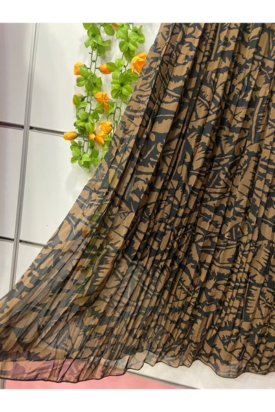 edu collection Patterned Three-Layer Chiffon Skirt with Lining