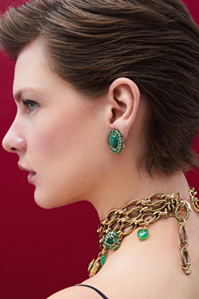 Mon Reve Forest Pulse Malahit Clip-On Earrings