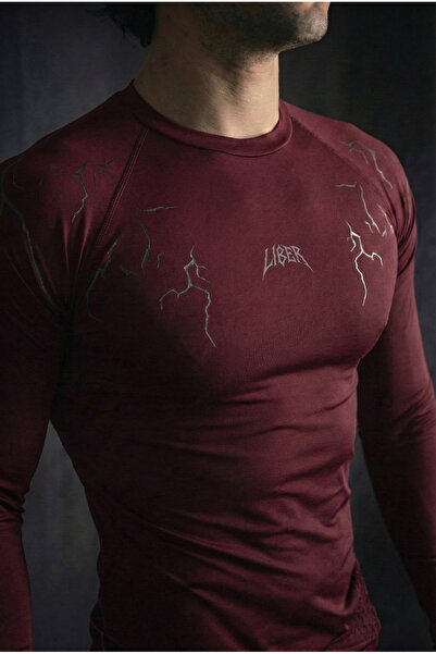 Liber SlayerFit - Μακρυμάνικο μπλουζάκι συμπίεσης (μπορντό)