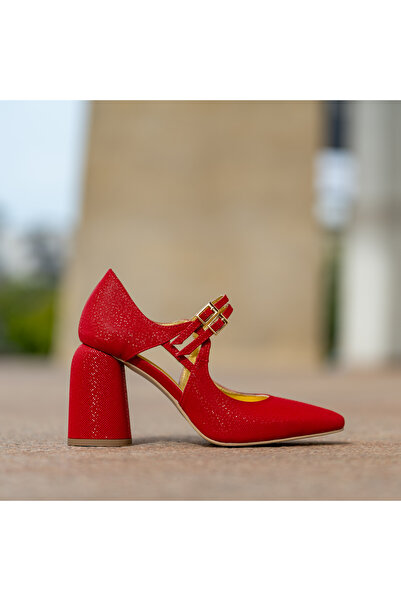 OEM Women's Shoes with Thick Heels Fantasy Red Pins - 37