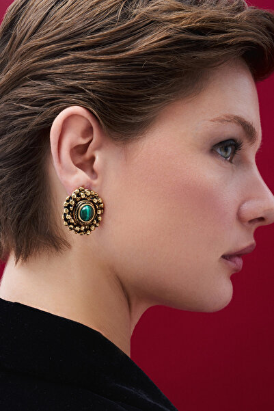 Mon Reve Moss Light Malahit Clip-On Earrings