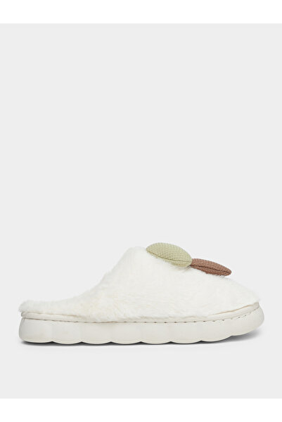Take Two By Styli Solid Plush Mushroom Accent Bedroom Slippers