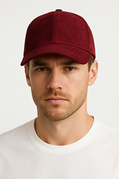 CosmoOutlet Чоловіча бордова штучна замша Регульована металева пряжка Спортивна кепка