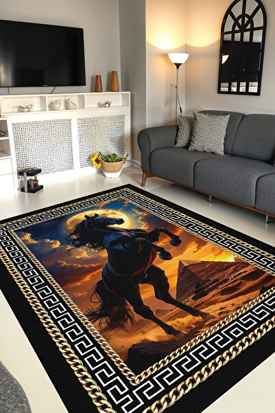 YTR HOME Dijital Baskı Yıkanabilir Kaymaz Taban Dekoratif Salon Mutfak Halısı...