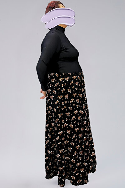 BNZ TEKSTİL Pieced Long Prayer Skirt, Viscose Flowered 8 Pieces Long Women's Skirt