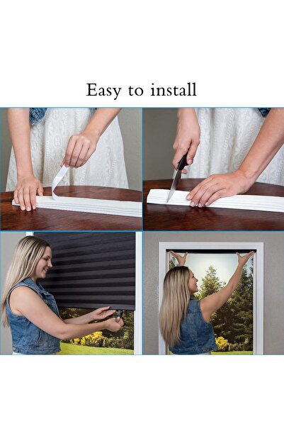 JZS Window Blackout Shades Pleated Paper White